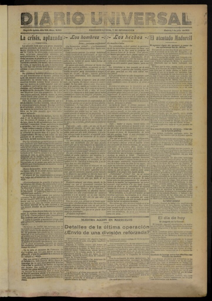 Miniatura de Diario Universal del 1 de julio de 1921