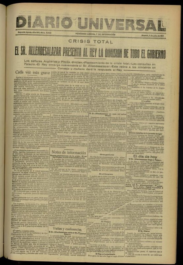 Miniatura de Diario Universal del 5 de julio de 1921