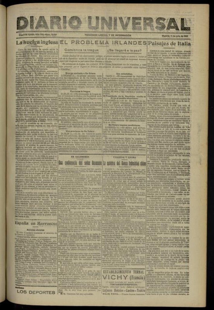 Miniatura de Diario Universal del 11 de julio de 1921