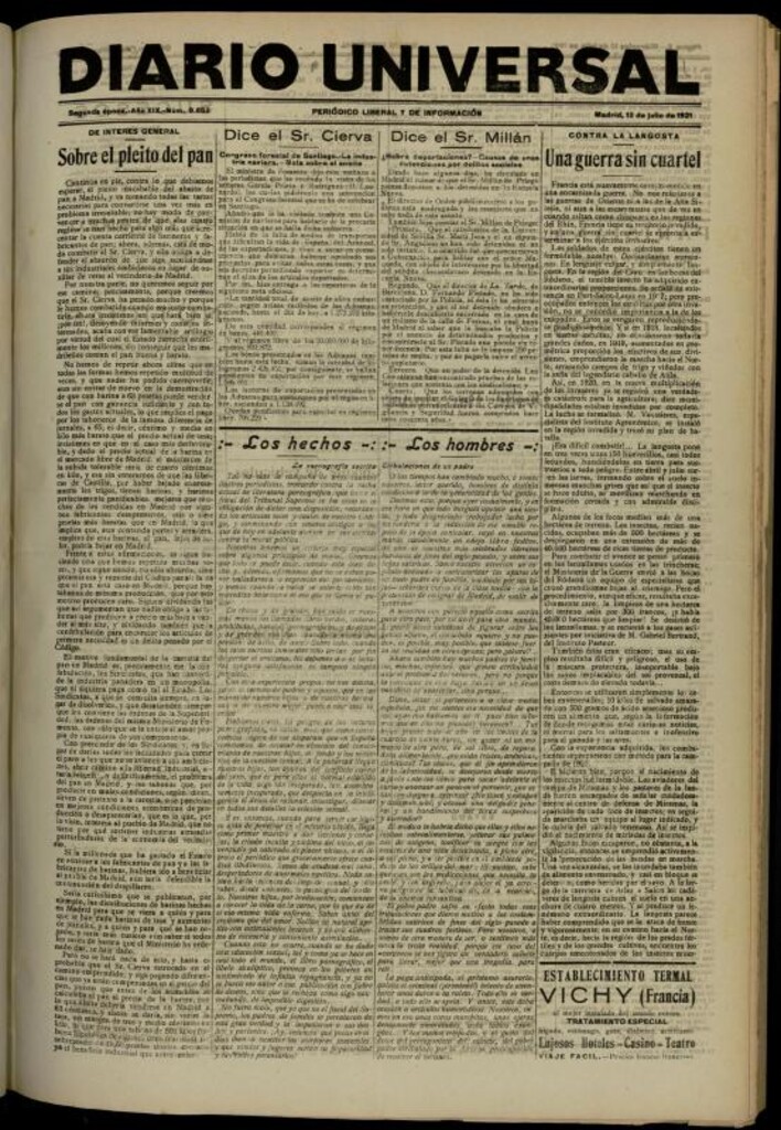 Miniatura de Diario Universal del 13 de julio de 1921