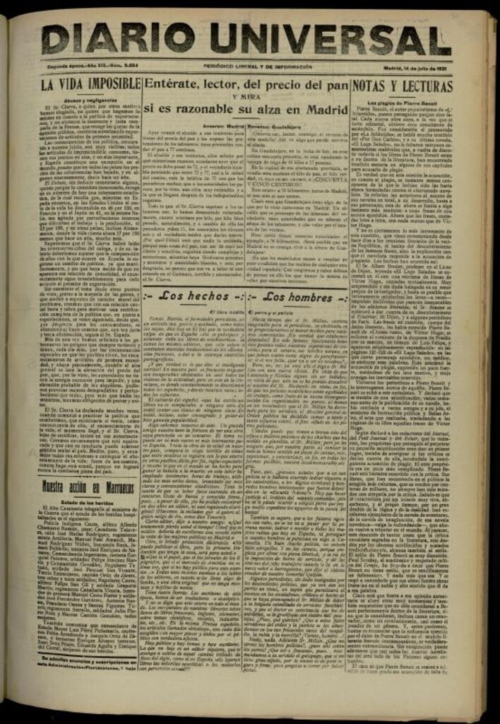 Miniatura de Diario Universal del 14 de julio de 1921