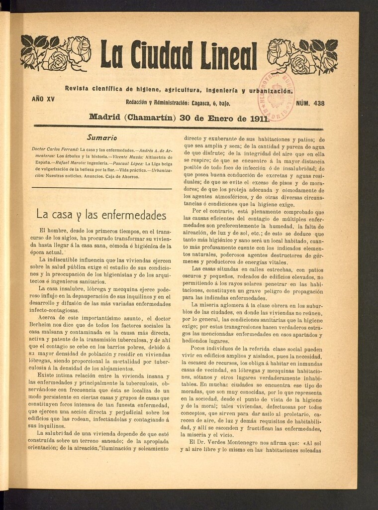 Miniatura de La Ciudad Lineal : órgano oficial de la Compañía Madrileña de Urbanización del 30 de enero de 1911