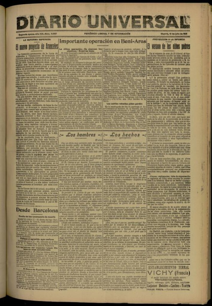 Miniatura de Diario Universal del 18 de julio de 1921