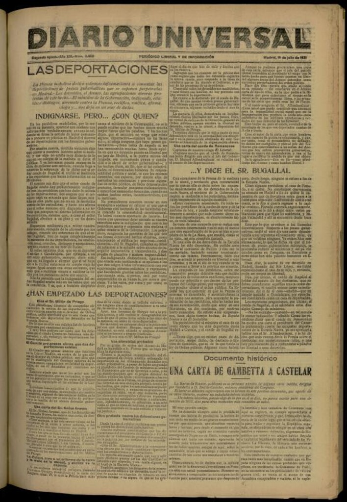 Miniatura de Diario Universal del 19 de julio de 1921