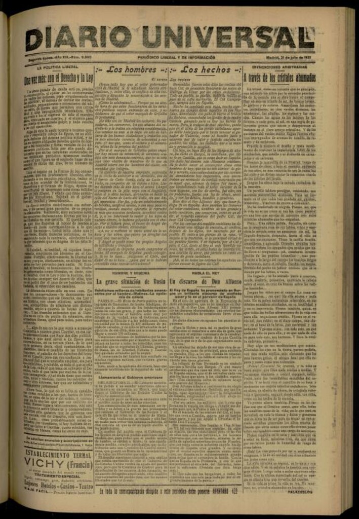 Miniatura de Diario Universal del 21 de julio de 1921
