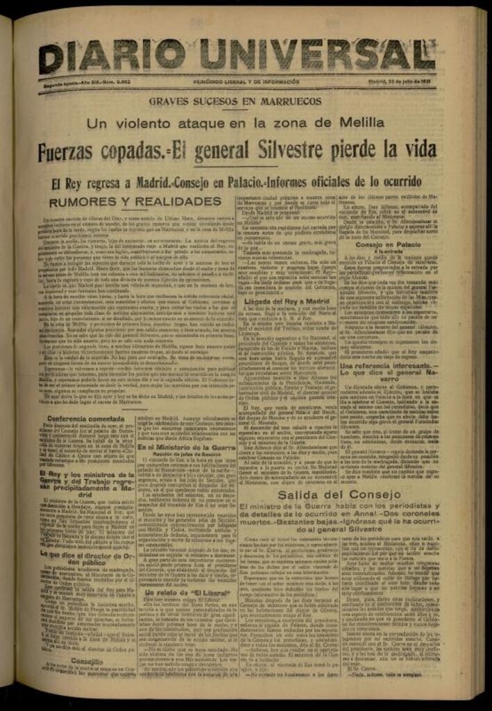 Miniatura de Diario Universal del 23 de julio de 1921