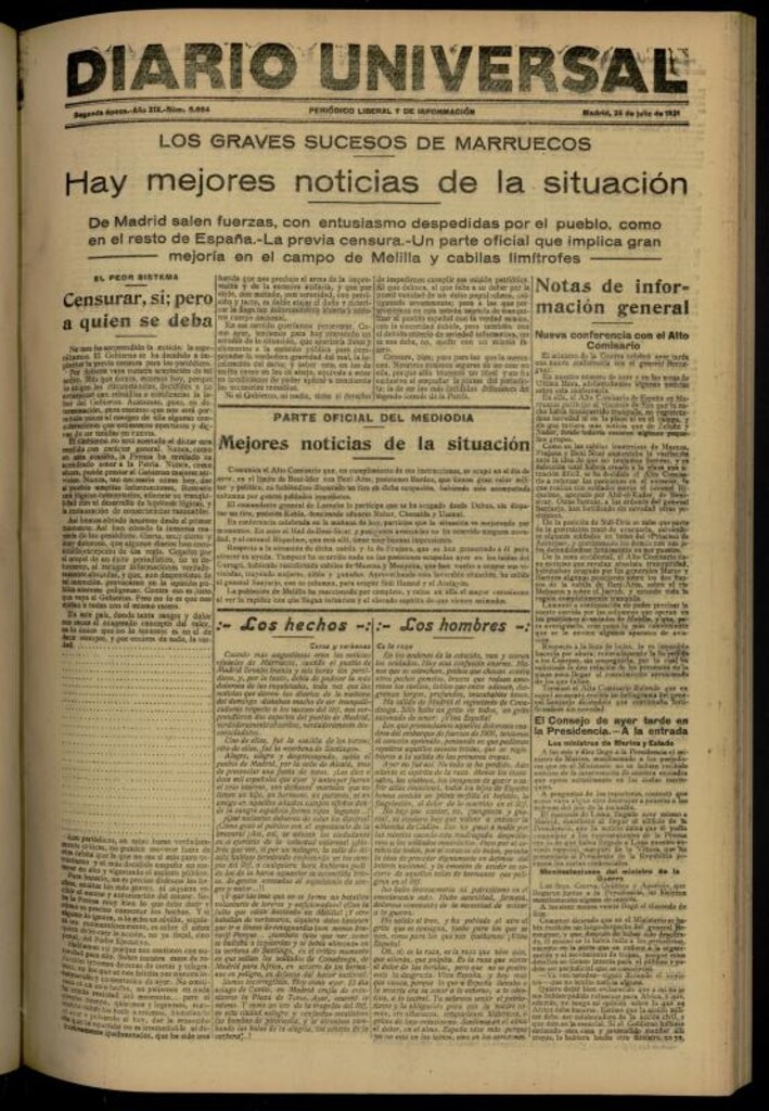 Miniatura de Diario Universal del 26 de julio de 1921