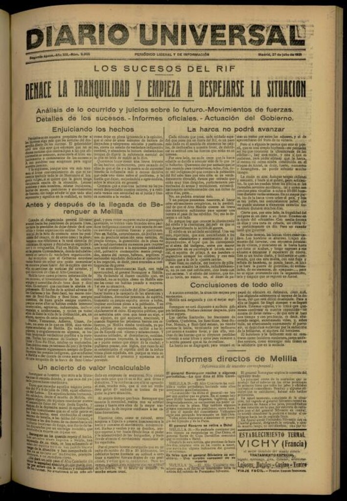 Miniatura de Diario Universal del 27 de julio de 1921