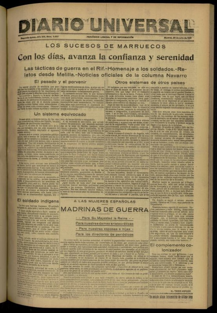Miniatura de Diario Universal del 29 de julio de 1921