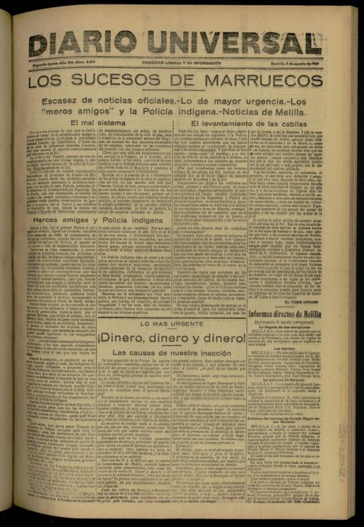 Miniatura de Diario Universal del 3 de agosto de 1921