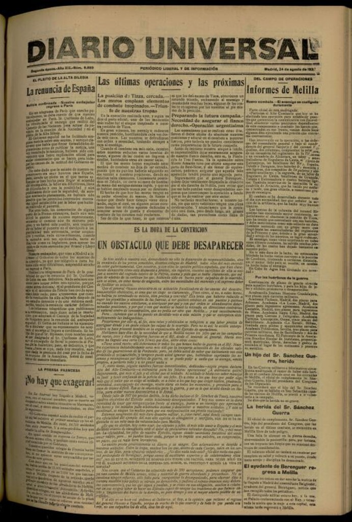 Miniatura de Diario Universal del 24 de agosto de 1921