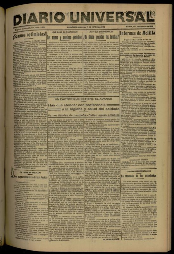 Miniatura de Diario Universal del 1 de septiembre de 1921
