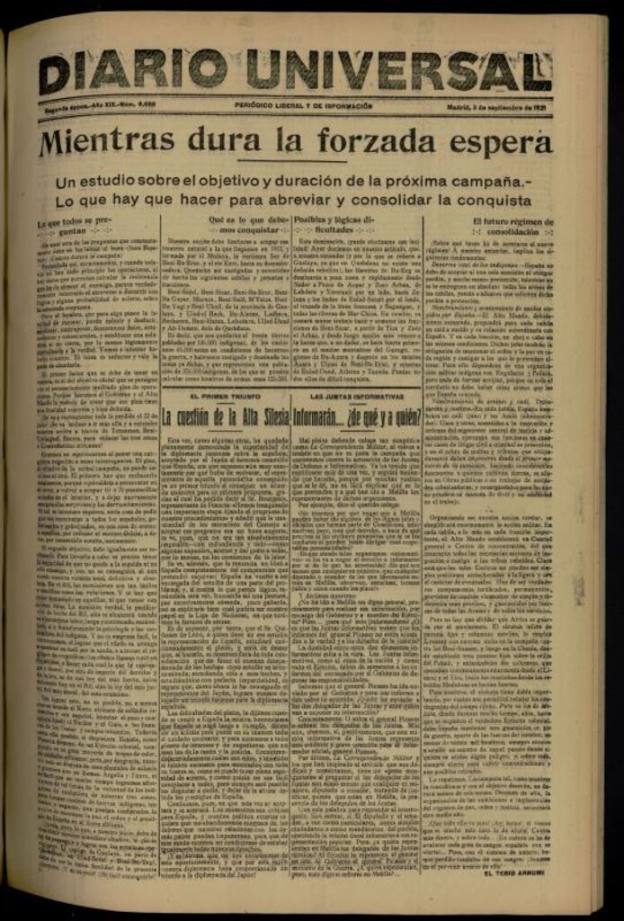 Miniatura de Diario Universal del 3 de septiembre de 1921