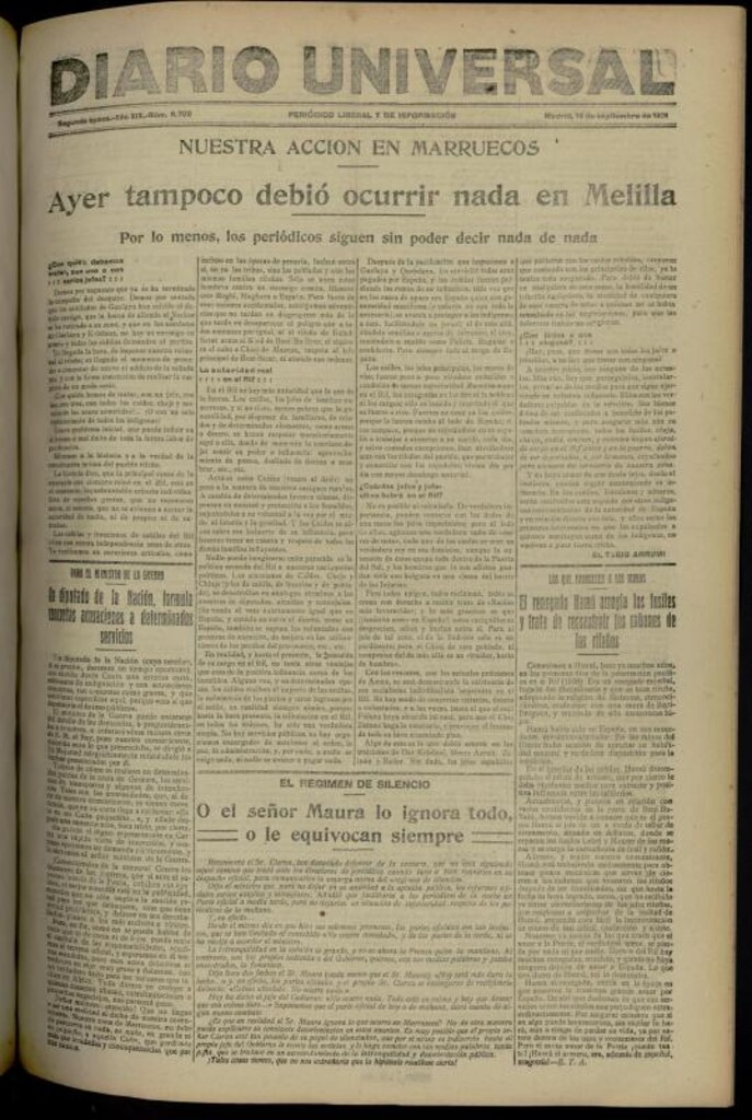 Miniatura de Diario Universal del 16 de septiembre de 1921