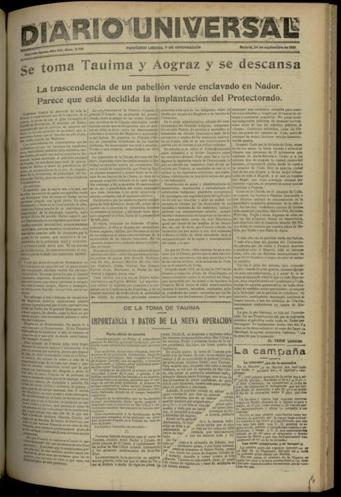 Miniatura de Diario Universal del 24 de septiembre de 1921