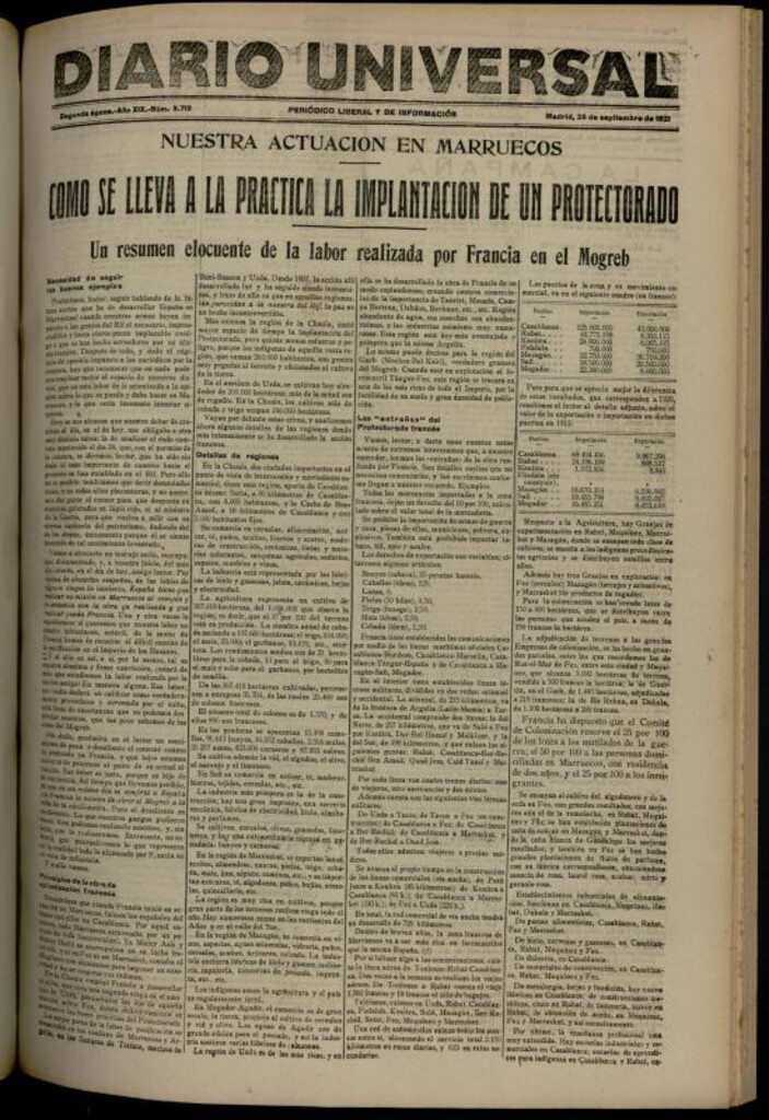 Miniatura de Diario Universal del 28 de septiembre de 1921