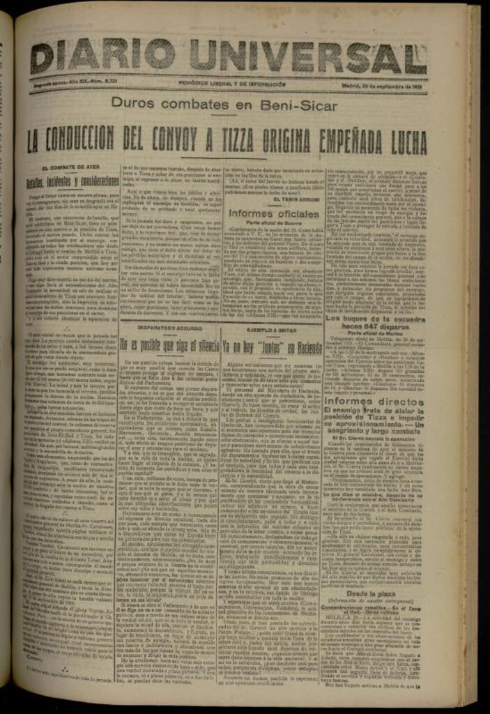 Miniatura de Diario Universal del 30 de septiembre de 1921