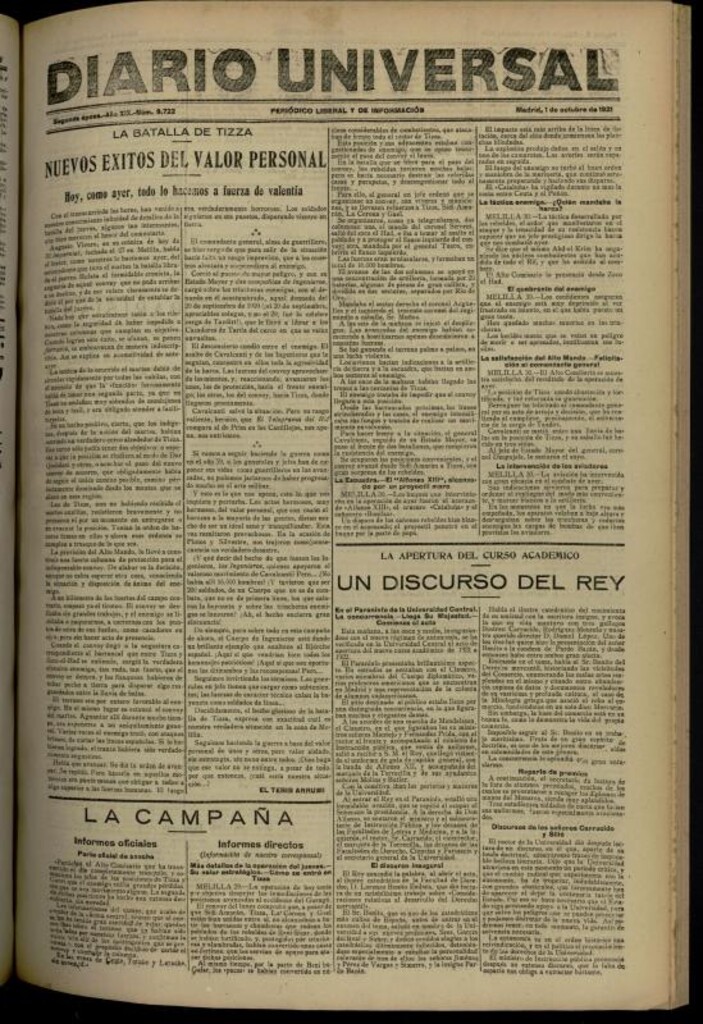 Miniatura de Diario Universal del 1 de octubre de 1921