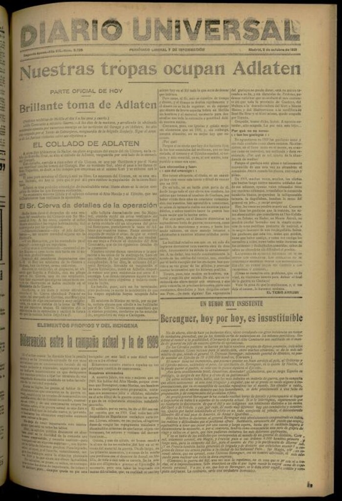 Miniatura de Diario Universal del 5 de octubre de 1921