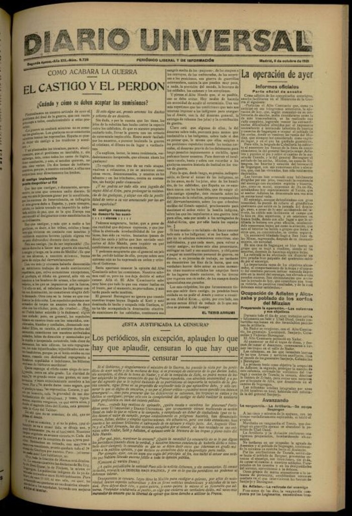 Miniatura de Diario Universal del 6 de octubre de 1921