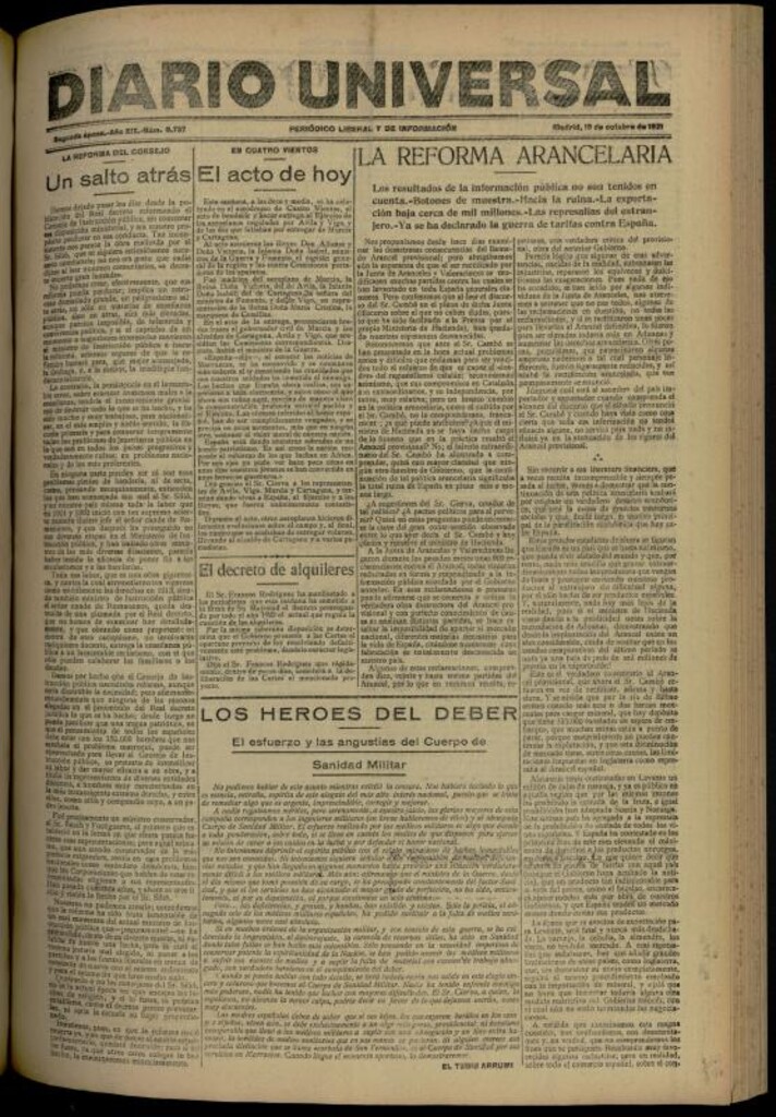 Miniatura de Diario Universal del 19 de octubre de 1921