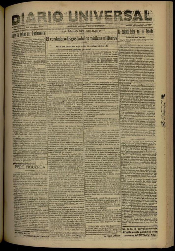Miniatura de Diario Universal del 20 de octubre de 1921