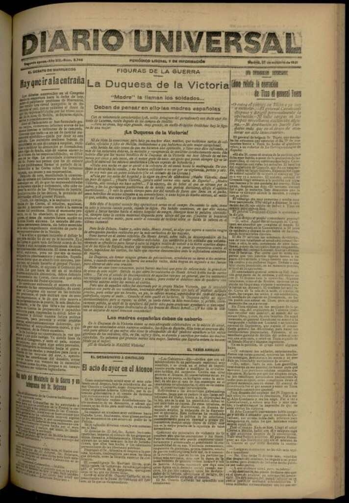 Miniatura de Diario Universal del 27 de octubre de 1921
