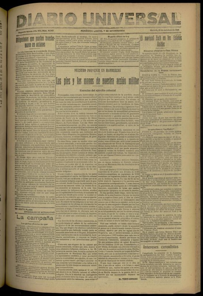 Miniatura de Diario Universal del 31 de octubre de 1921