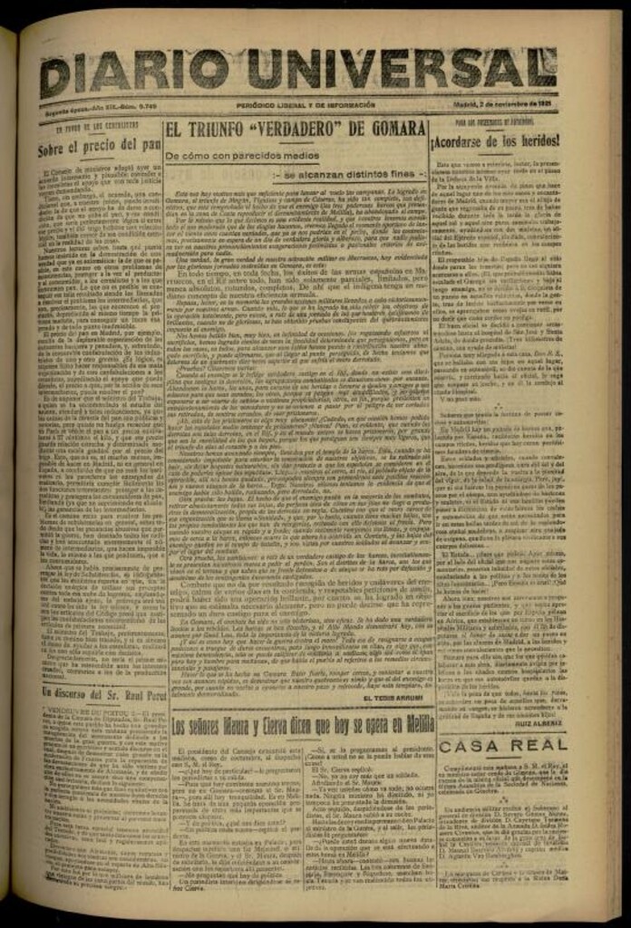 Miniatura de Diario Universal del 2 de noviembre de 1921