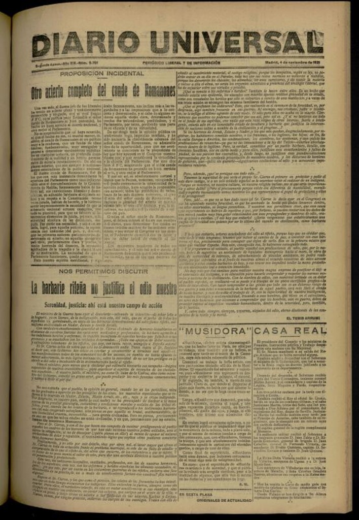 Miniatura de Diario Universal del 4 de noviembre de 1921