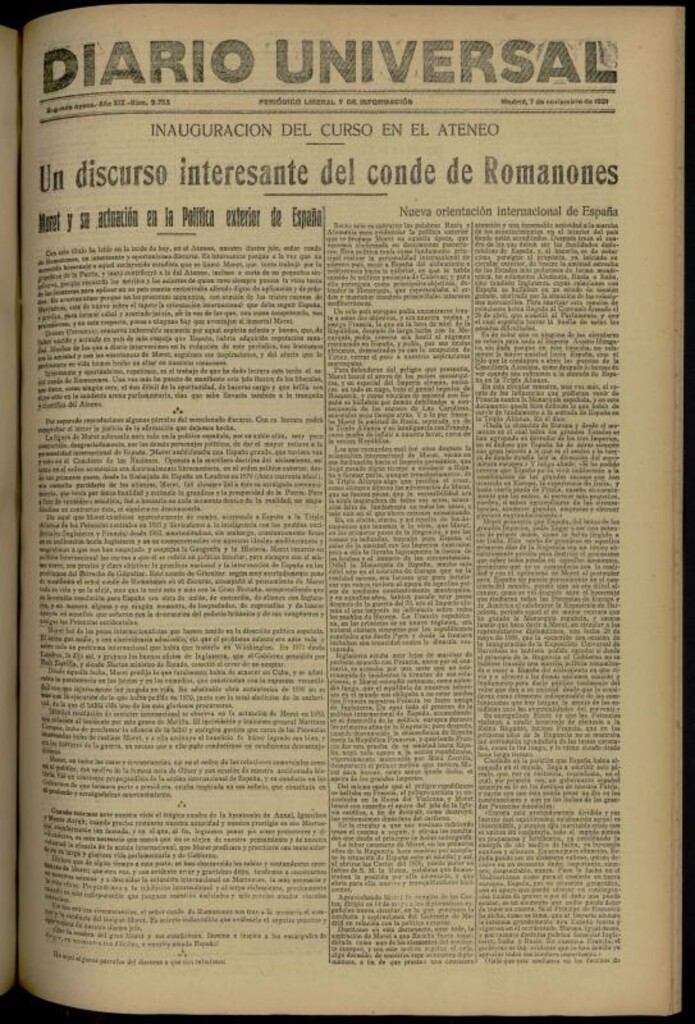 Miniatura de Diario Universal del 7 de noviembre de 1921