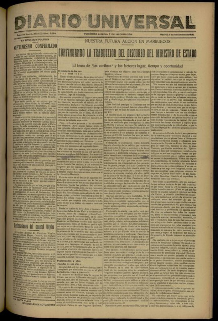 Miniatura de Diario Universal del 8 de noviembre de 1921