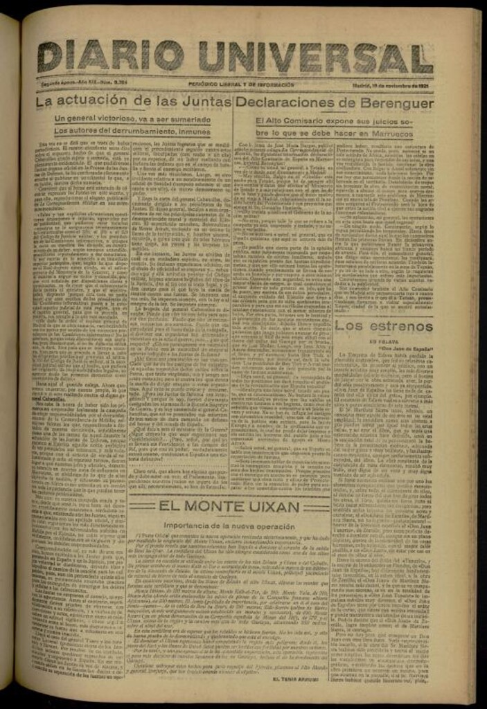Miniatura de Diario Universal del 19 de noviembre de 1921