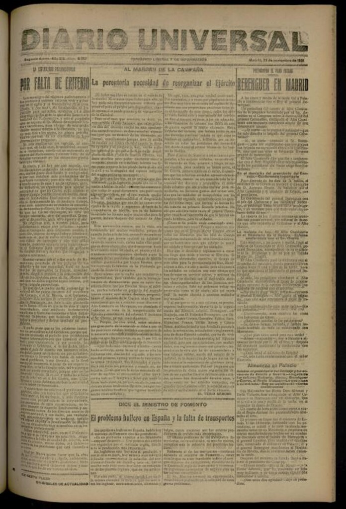 Miniatura de Diario Universal del 23 de noviembre de 1921