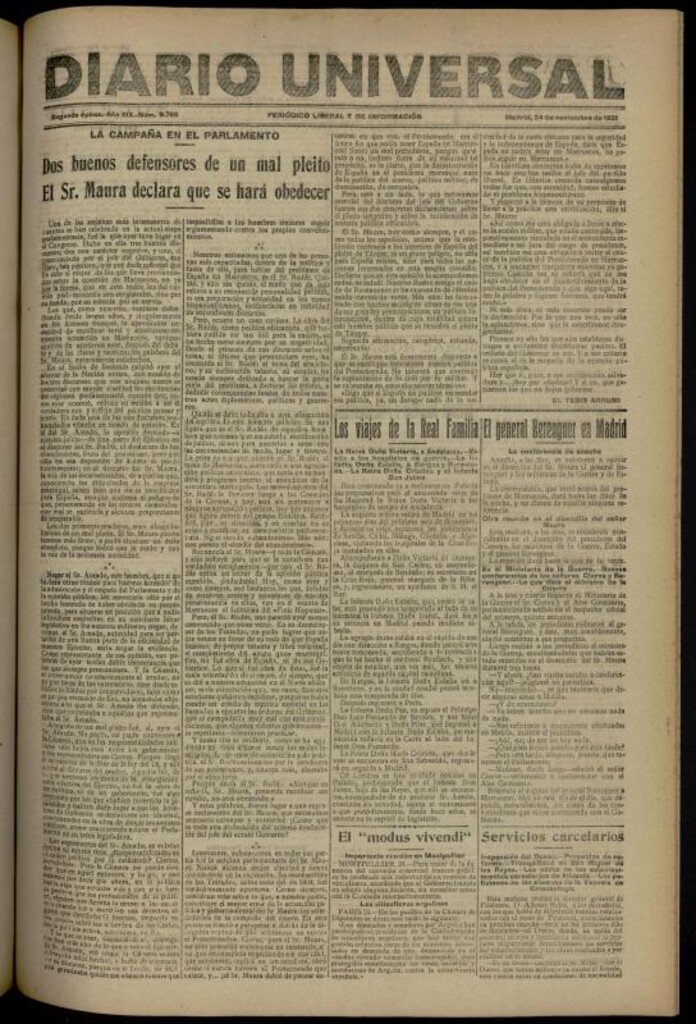 Miniatura de Diario Universal del 24 de noviembre de 1921