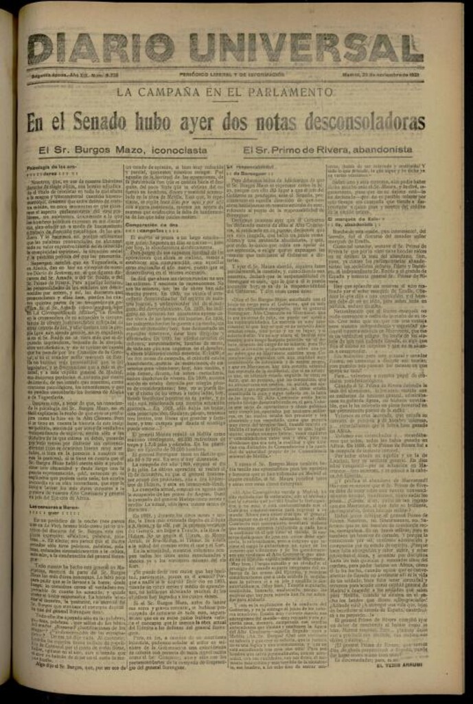 Miniatura de Diario Universal del 26 de noviembre de 1921