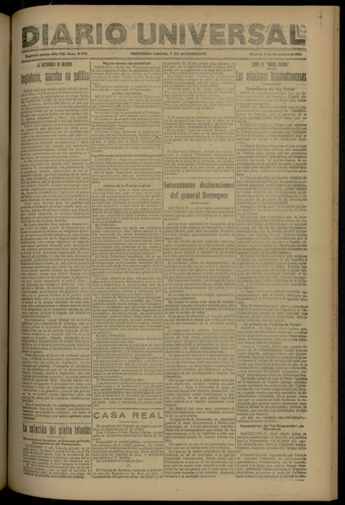 Miniatura de Diario Universal del 8 de diciembre de 1921