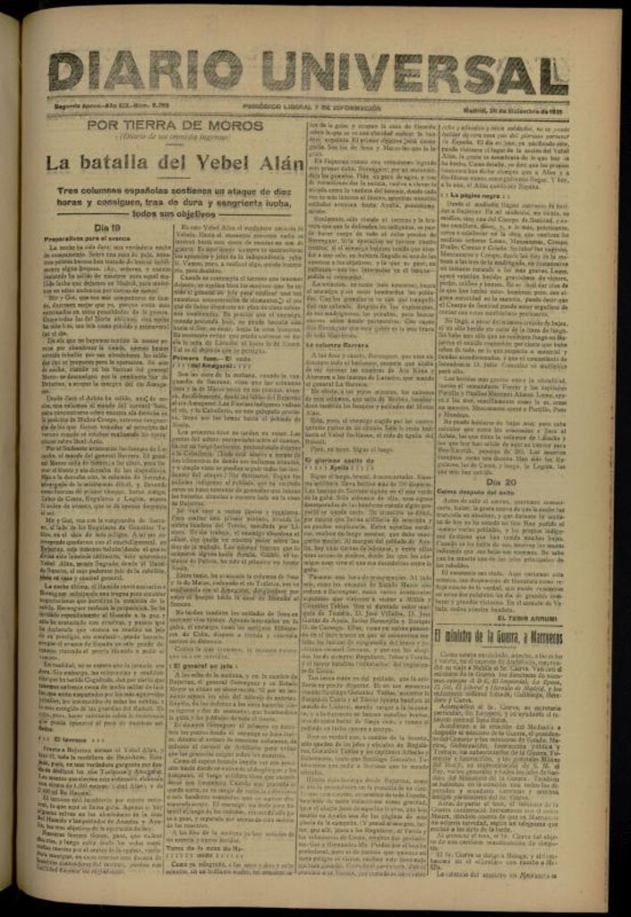 Miniatura de Diario Universal del 26 de diciembre de 1921