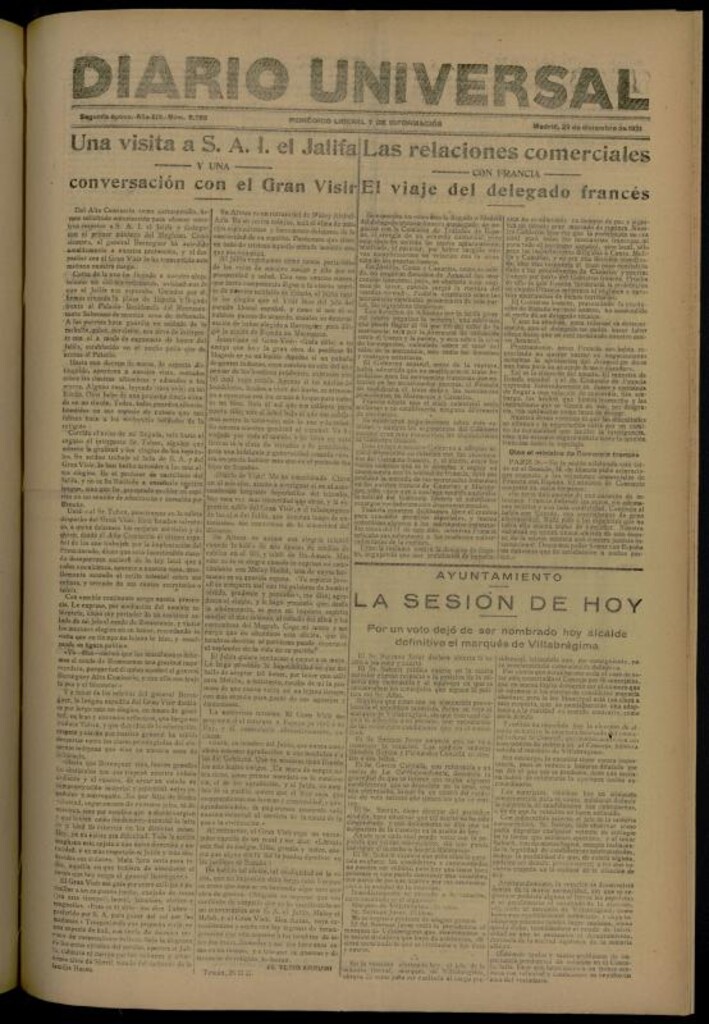 Miniatura de Diario Universal del 29 de diciembre de 1921