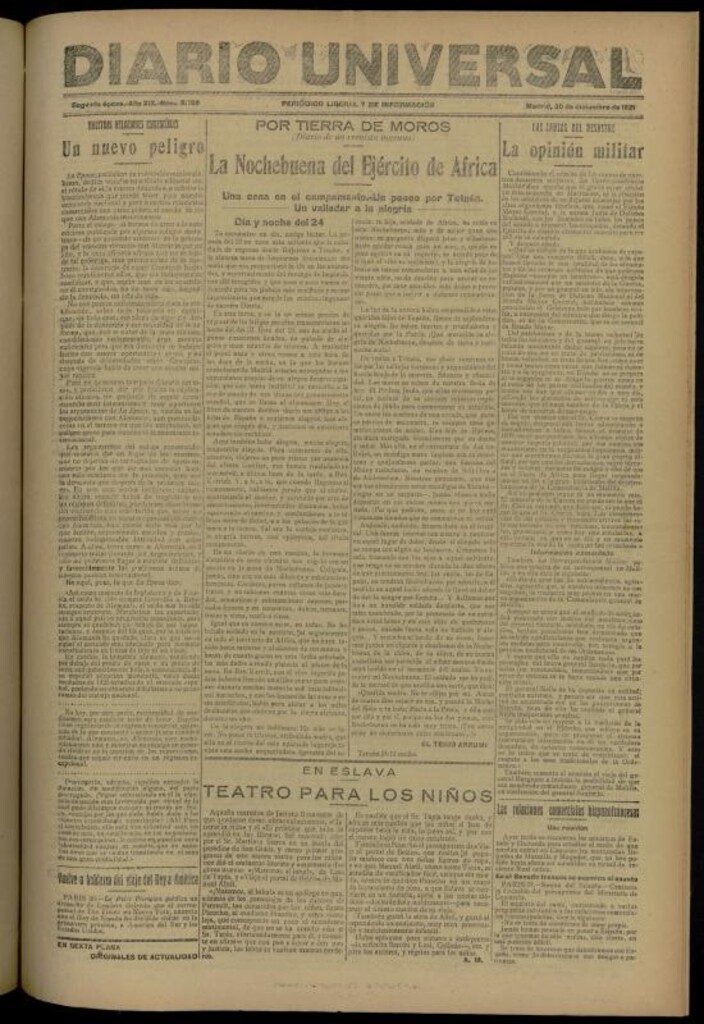Miniatura de Diario Universal del 30 de diciembre de 1921