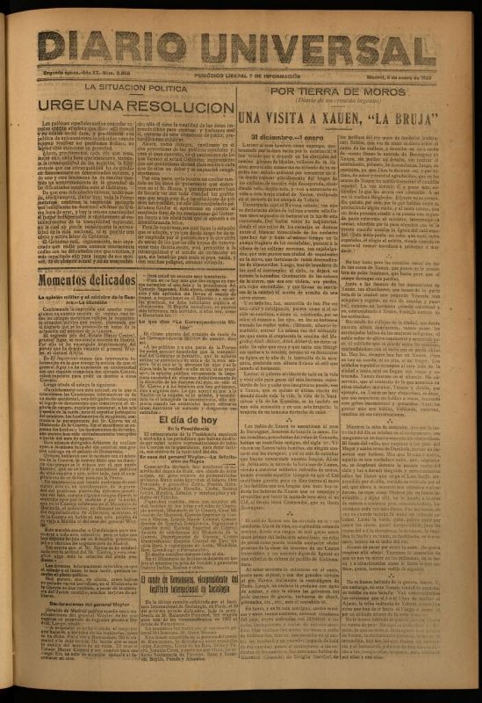 Miniatura de Diario Universal del 6 de enero de 1922