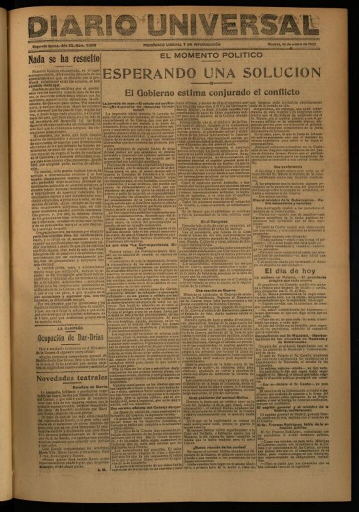 Miniatura de Diario Universal del 10 de enero de 1922