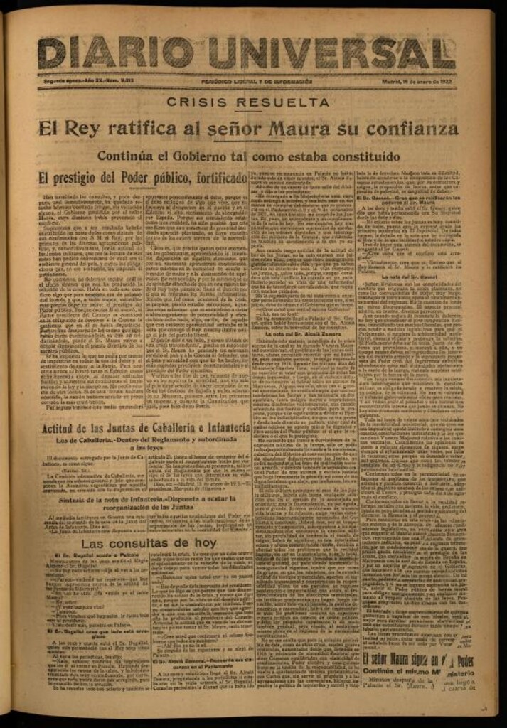 Miniatura de Diario Universal del 16 de enero de 1922
