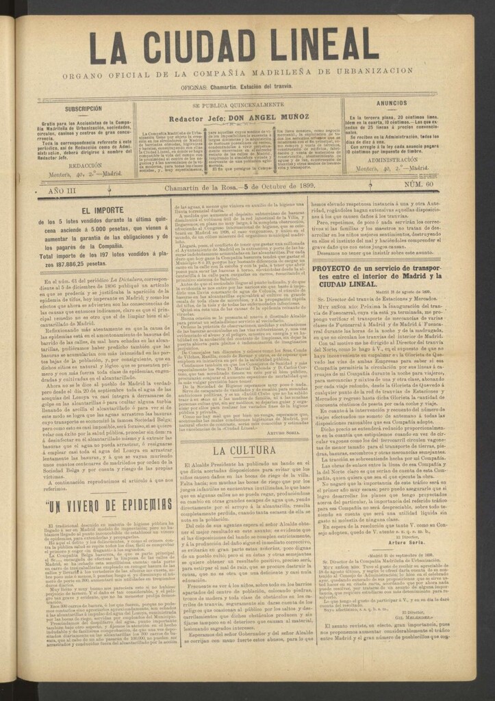 Miniatura de La Ciudad Lineal : órgano oficial de la Compañía Madrileña de Urbanización del 5 de octubre de 1899