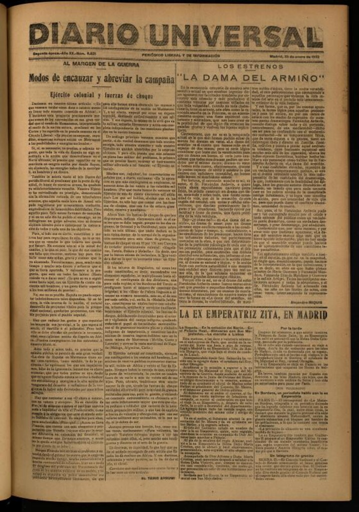 Miniatura de Diario Universal del 25 de enero de 1922