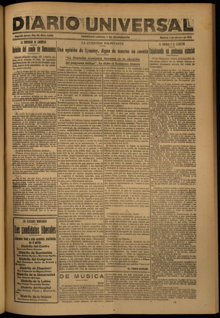 Miniatura de Diario Universal del 2 de febrero de 1922
