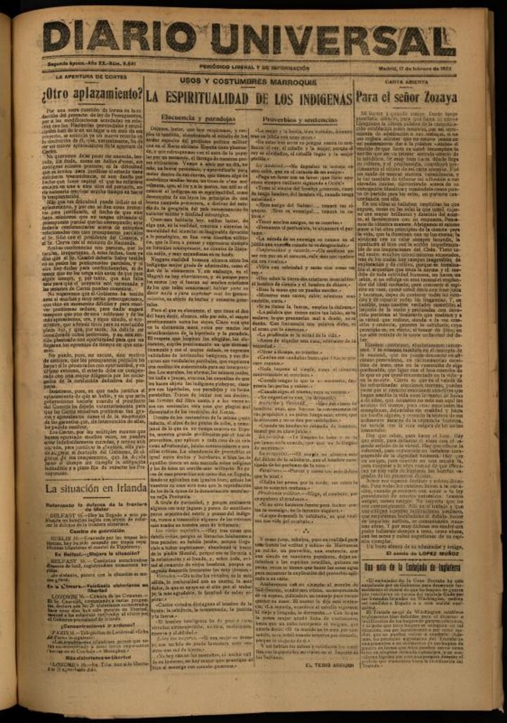 Miniatura de Diario Universal del 17 de febrero de 1922