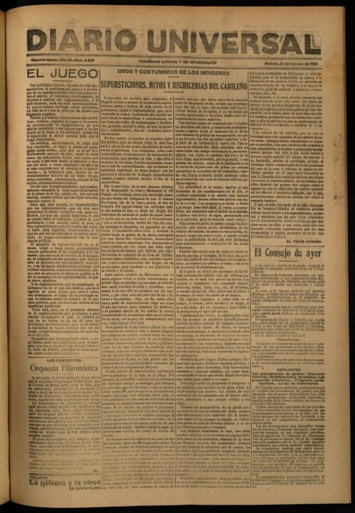 Miniatura de Diario Universal del 25 de febrero de 1922