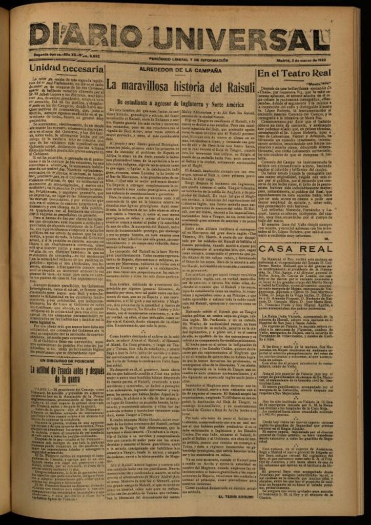 Miniatura de Diario Universal del 2 de marzo de 1922