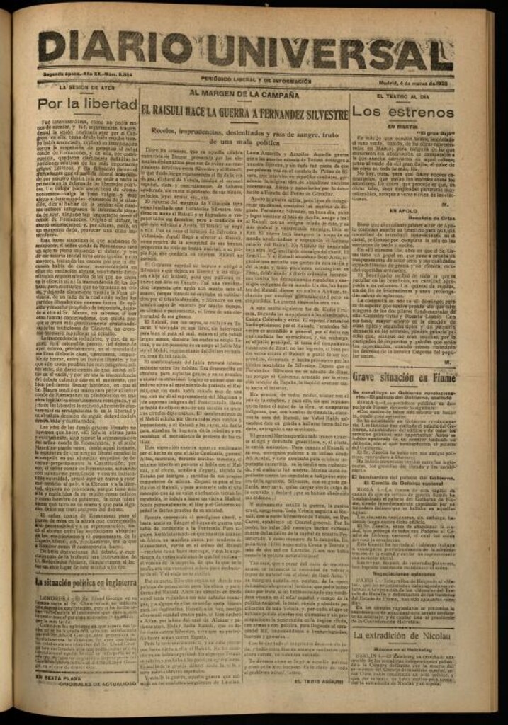 Miniatura de Diario Universal del 4 de marzo de 1922